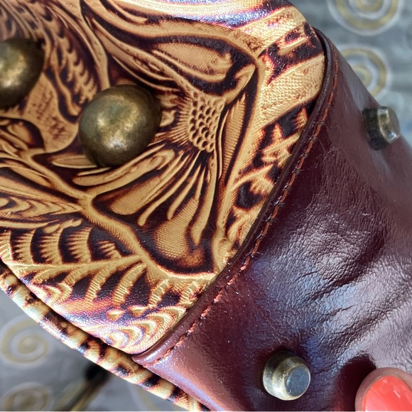 The Find Tooled Leather Hippie Boho Saddle Bag - Picture 9 of 15